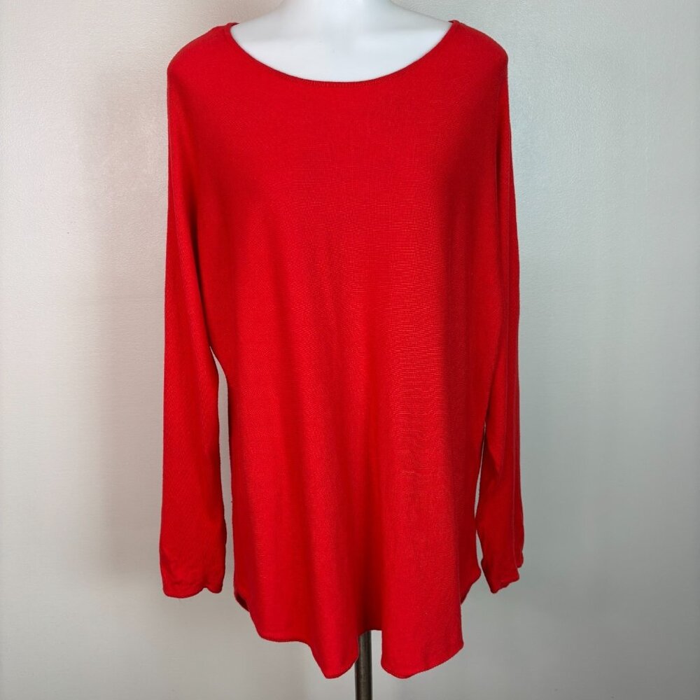 Michael Michael Kors Sweater XL Bright Red Lightweight Pullover Cotton Blend